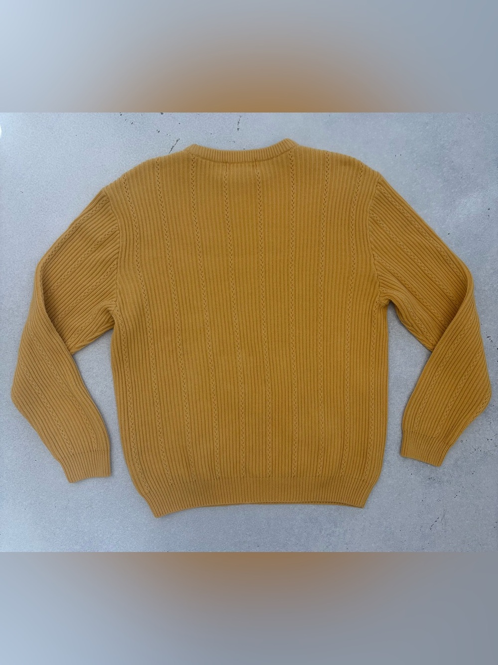 Vintage Chaps Ralph Lauren Yellow Sweater 1920s Feedsack Quilt Patch - Large - Picture 3 of 8
